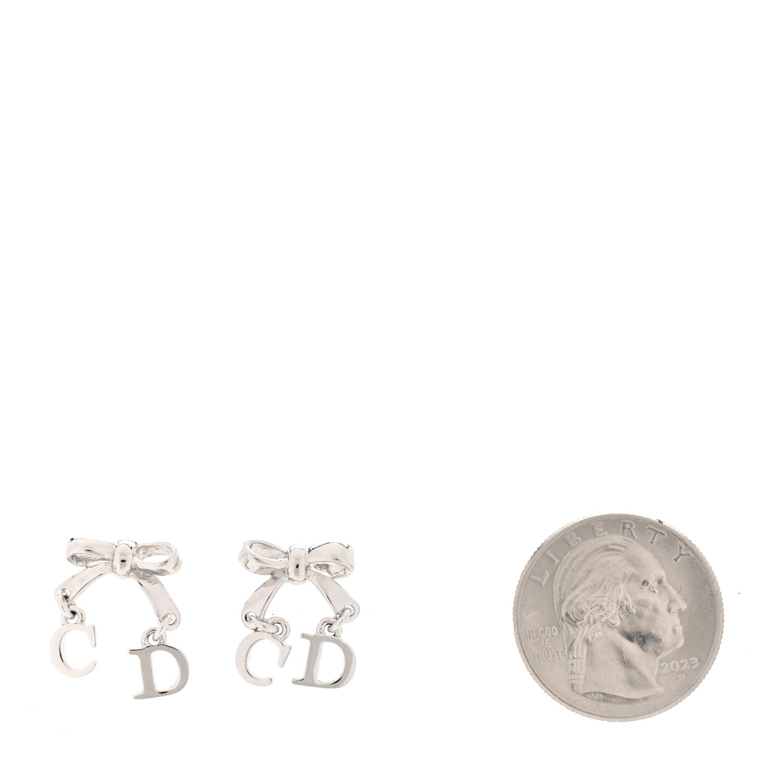 Christian Dior Bow Earrings Silver 2 of 4