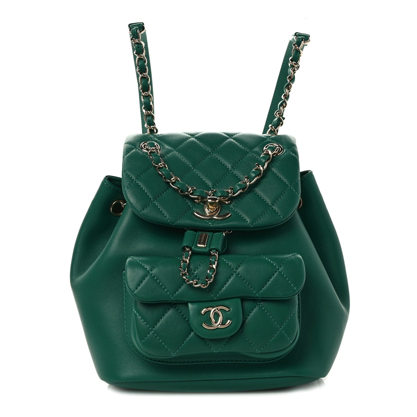 Lambskin Quilted Small Duma Drawstring Backpack Green