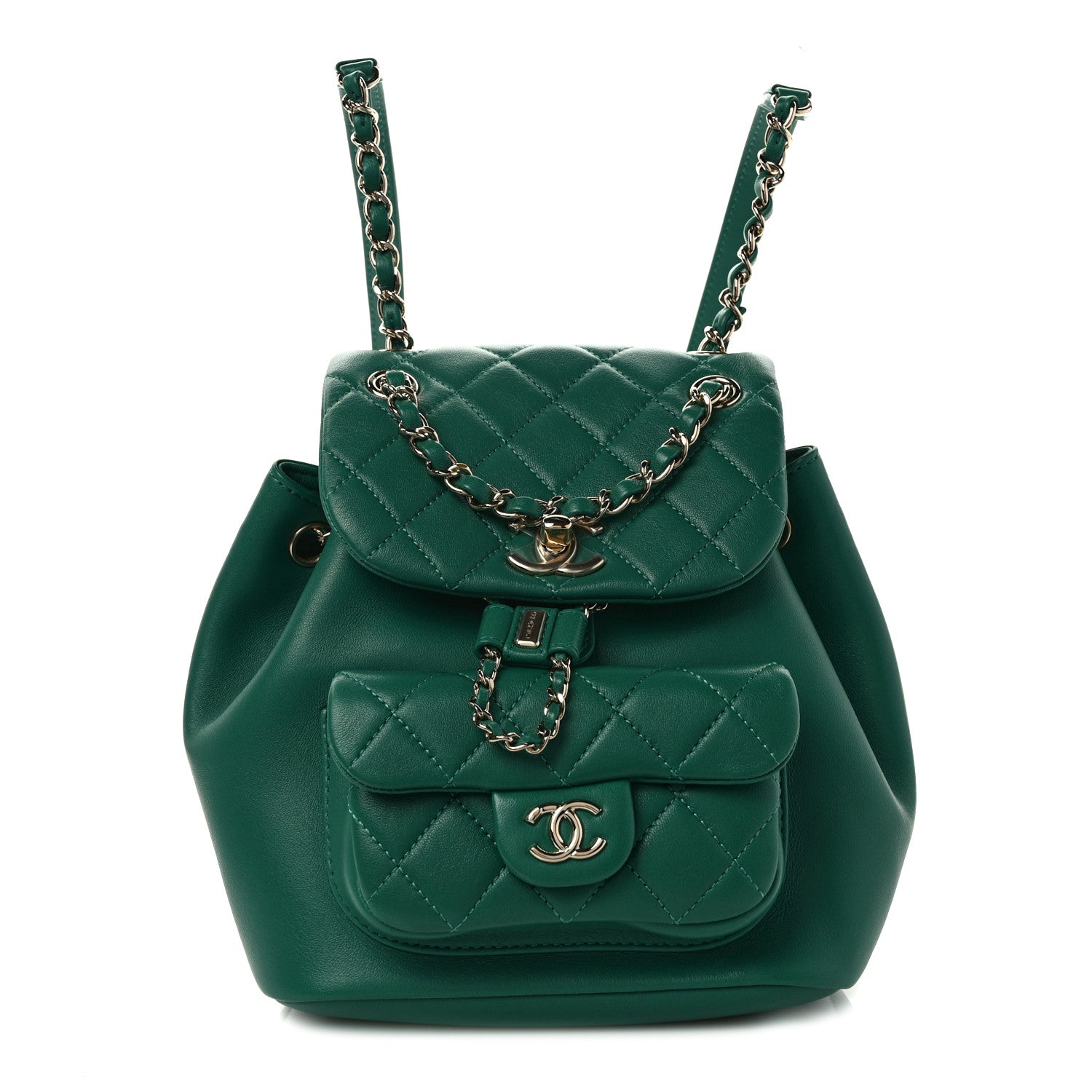Chanel Lambskin Quilted Small Duma Drawstring Backpack Green 1 of 9