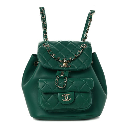 Chanel Lambskin Quilted Small Duma Drawstring Backpack Green 1 of 9