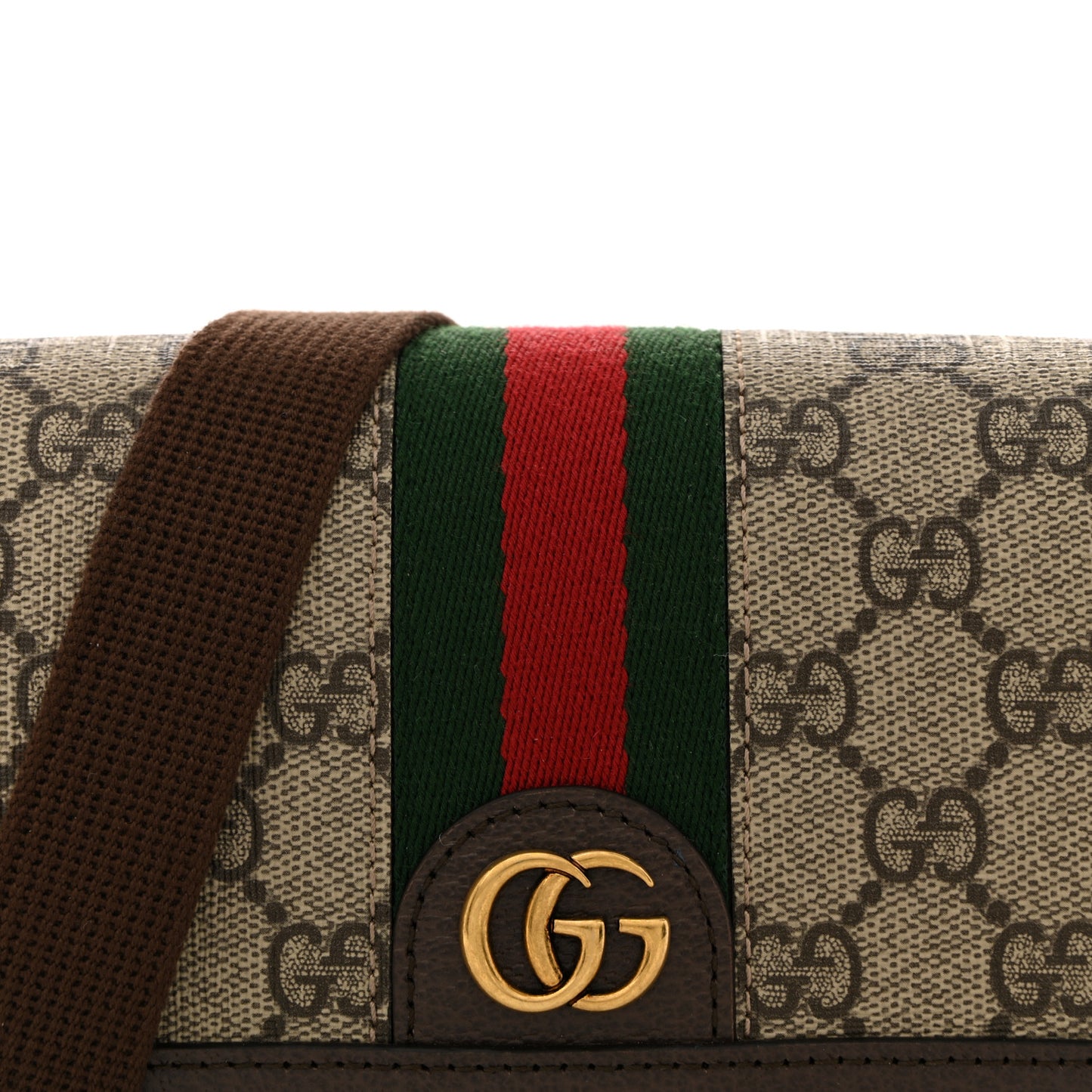 GG Supreme Monogram Web Mini Ophidia Flap Shoulder Bag Brown