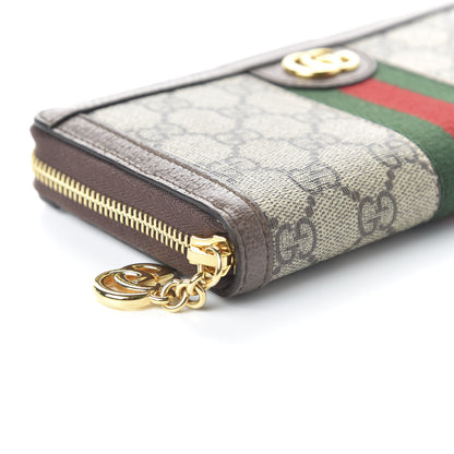 Gucci GG Supreme Monogram Web Ophidia Zip Around Wallet Brown 6 of 10