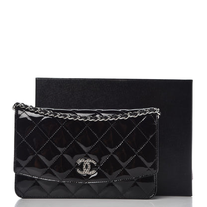 Chanel Patent Quilted Brilliant Wallet On Chain WOC Black 10 of 10
