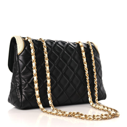 Chanel Lambskin Quilted Mademoiselle East West Flap Black White 3 of 10