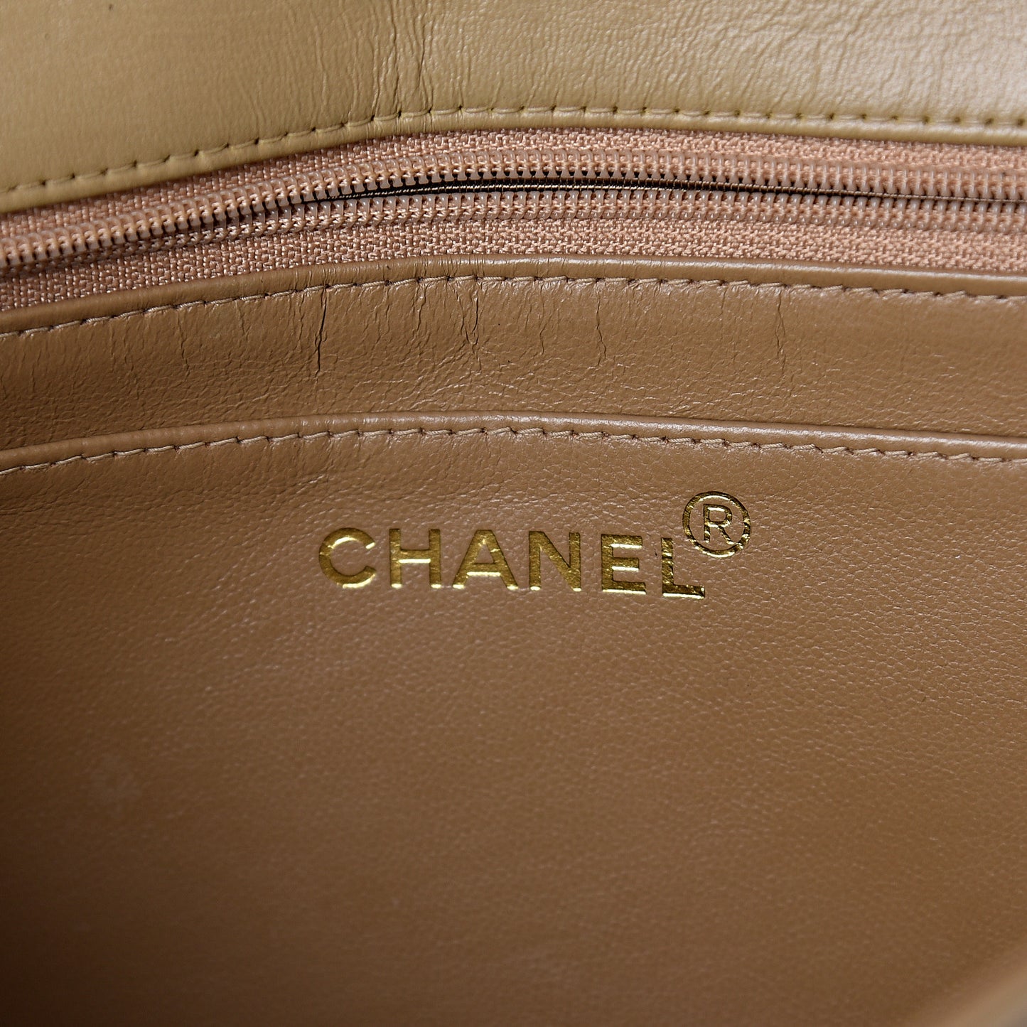 Lambskin Quilted Medium Single Flap Beige