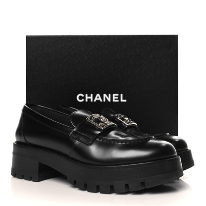 Chanel Calfskin Metal CC Loafers 39 Black 10 of 10