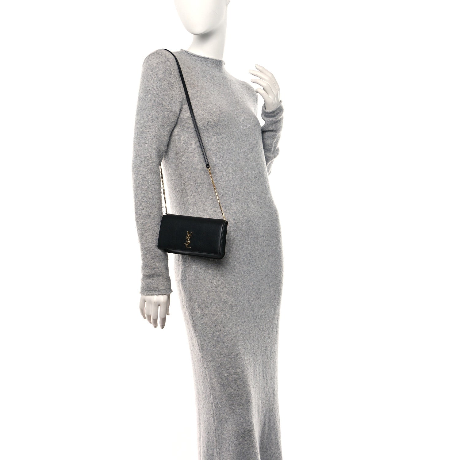 Saint Laurent Grained Calfskin Monogram Phone Holder Crossbody Black 2 of 9