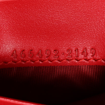 Gucci Calfskin Matelasse GG Marmont Card Case Wallet Hibiscus Red 8 of 8