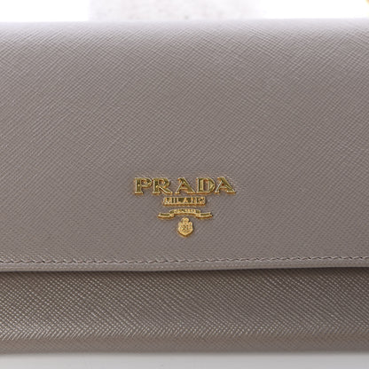 Prada Saffiano Metal Oro Chain Wallet Argilla 9 of 9