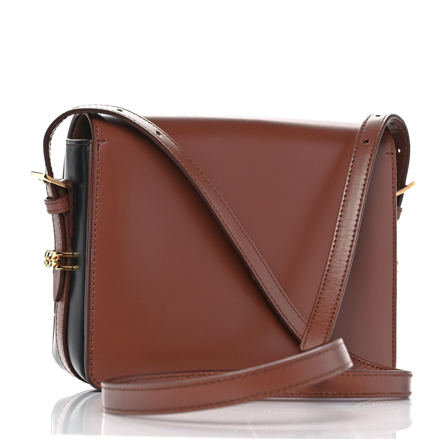 Burberry Smooth Calfskin Two Tone Small Grace Bag Malt Brown Black 3 of 10