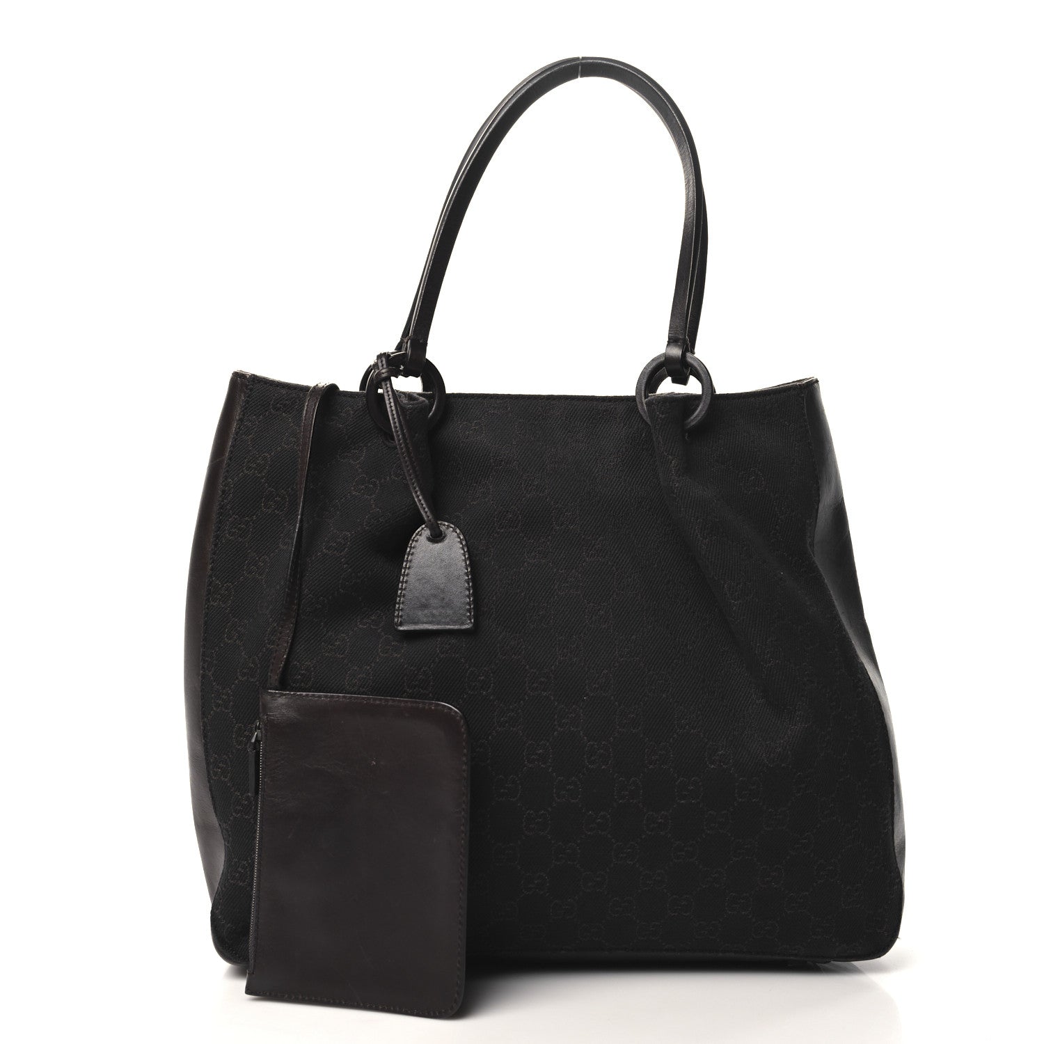 Gucci Denim Monogram Calfskin Tote Dark Brown 3 of 11
