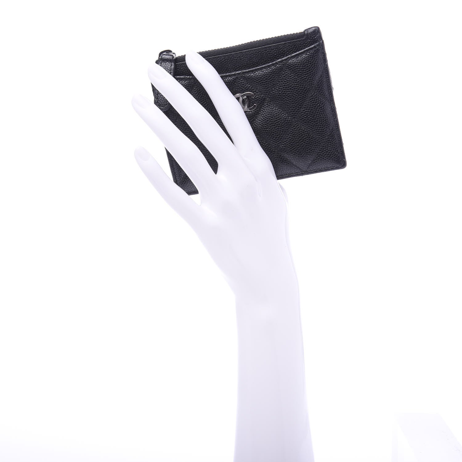 Chanel Iridescent Caviar Quilted CC Zip Card Holder Black 2 of 9