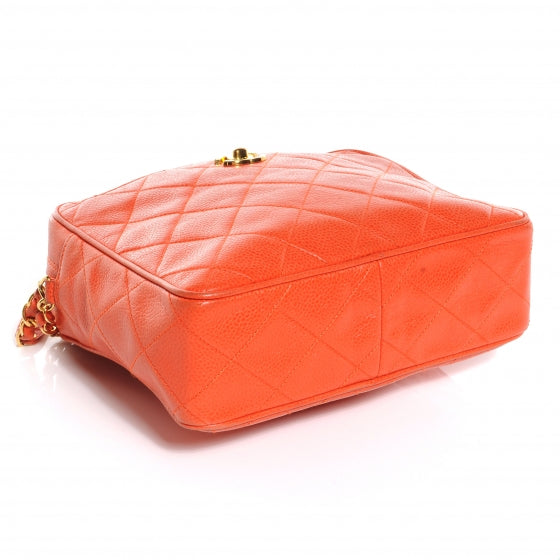 Caviar Quilted Camera Case Orange