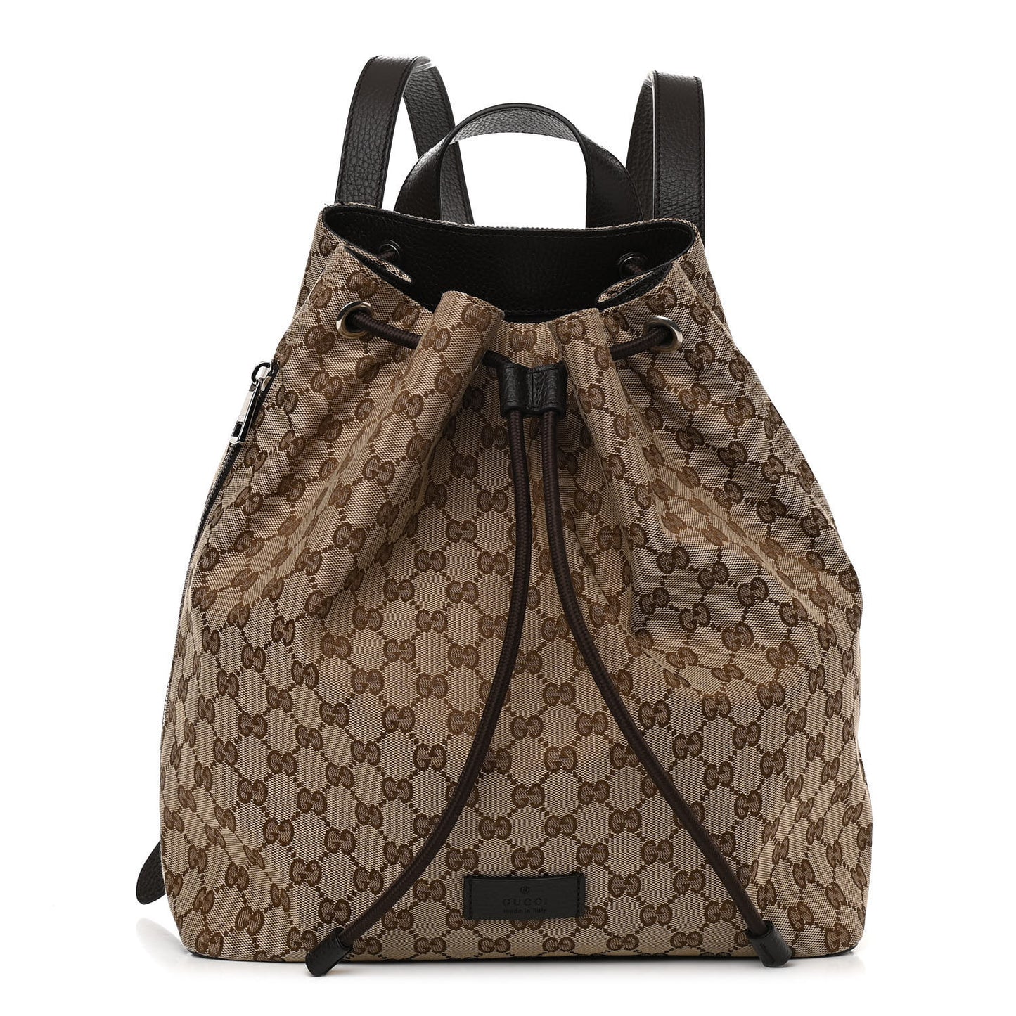 Monogram Dollar Calfskin O Drawstring Backpack Beige Ebony Testa di Moro Dark Chocolate