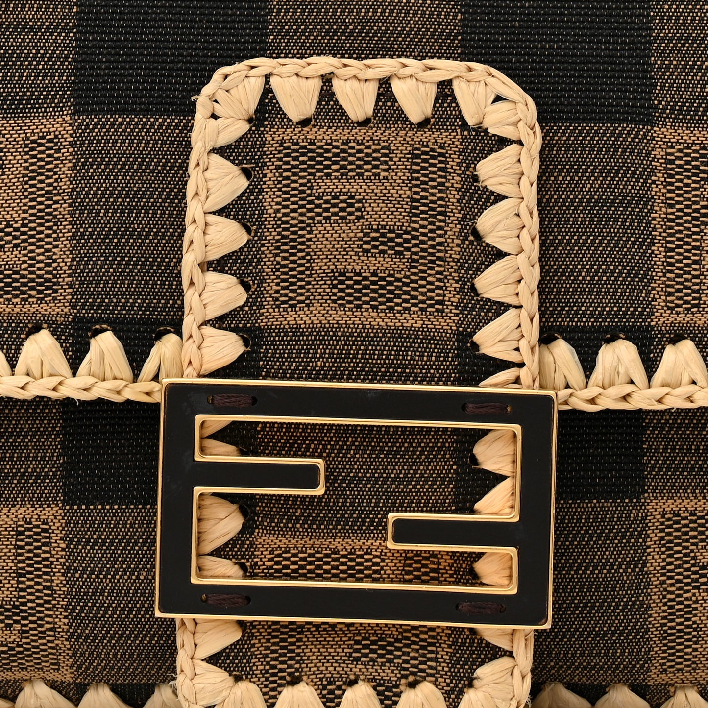 Fabric Jacquard Raffia Straw Pequin Gingham Woven Baguette Beige Black Natural
