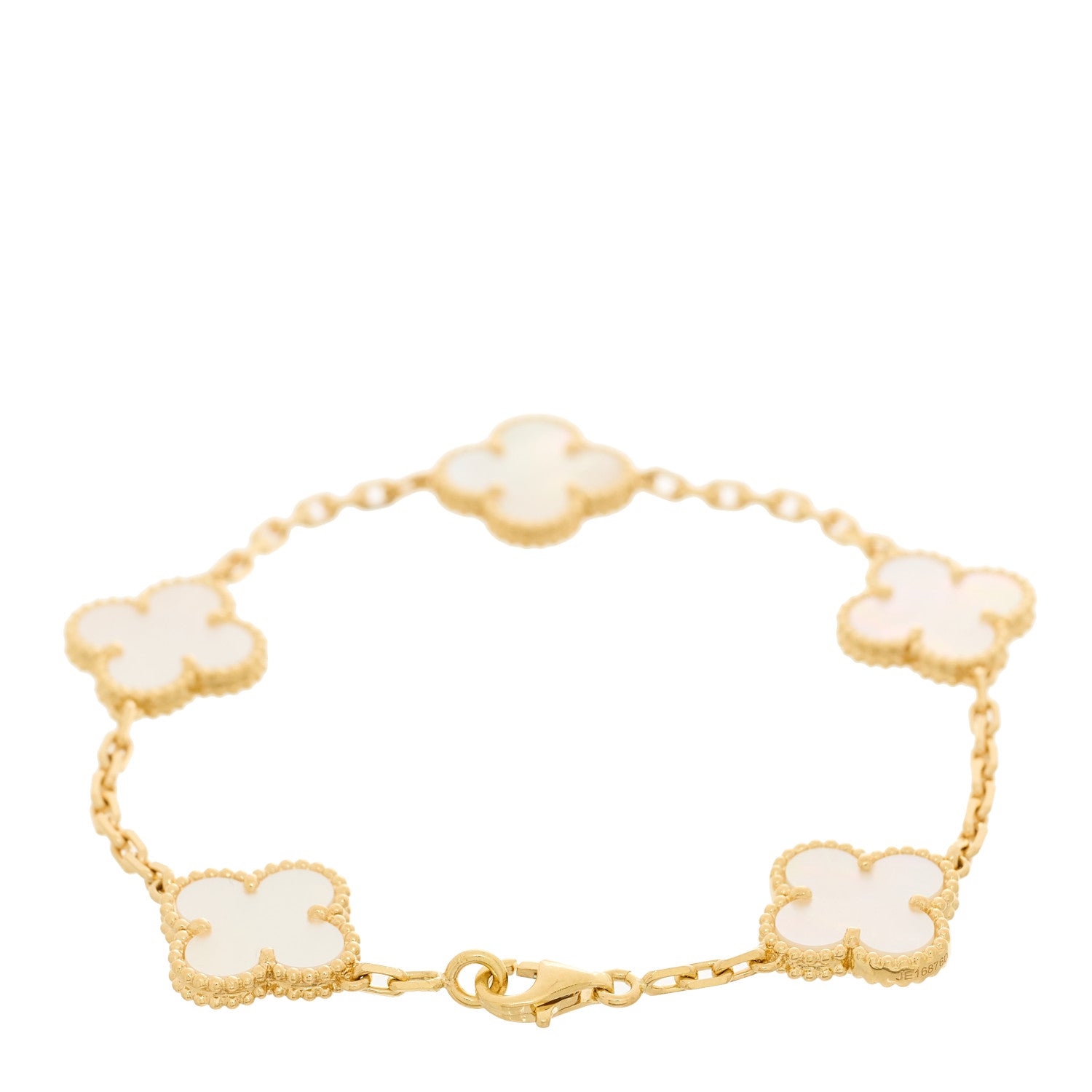 Van Cleef & Arpels 18K Yellow Gold Mother of Pearl 5 Motifs Vintage Alhambra Bracelet 3 of 4