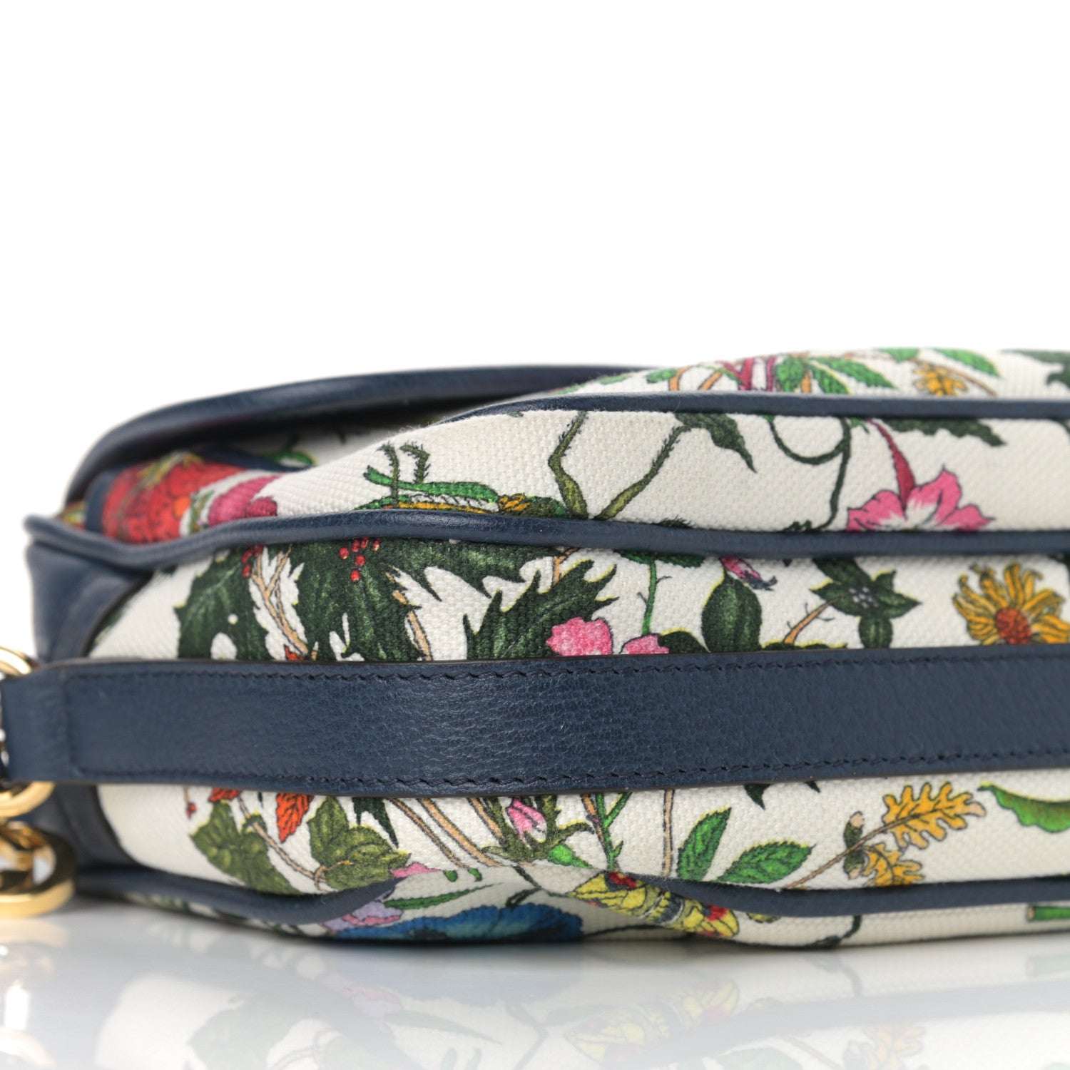 Gucci Canvas Flora Floral Shoulder Bag White Blue Agata Multicolor 7 of 8