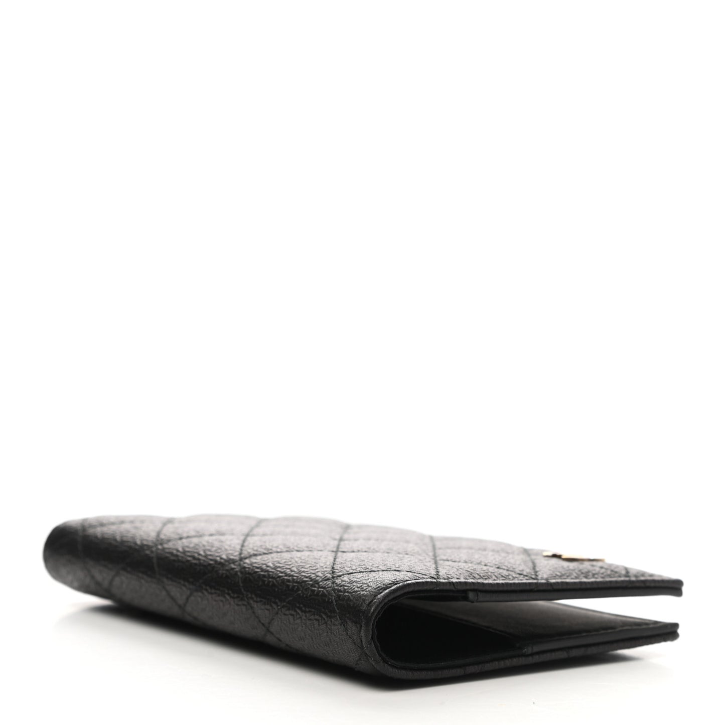 Letter Calfskin Embossed Quilted Passport Holder Black