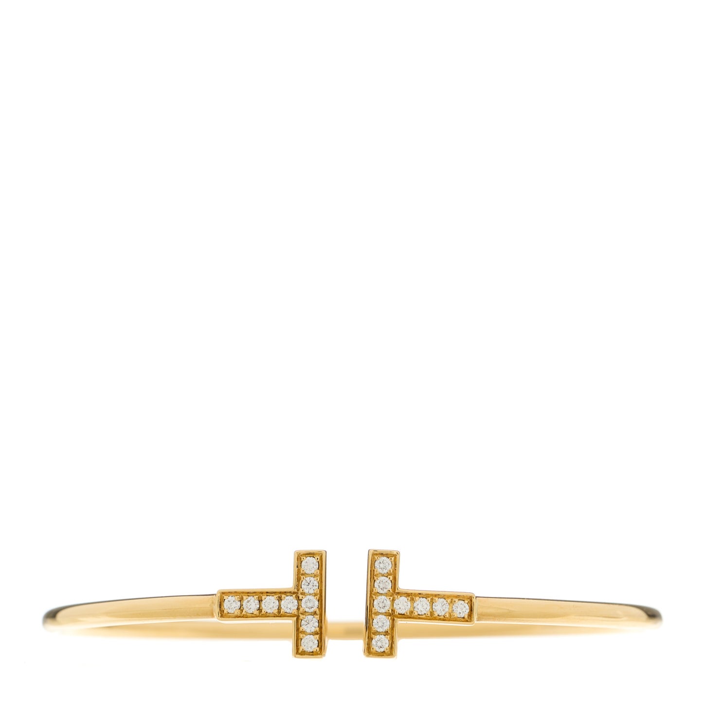18K Yellow Gold Diamond T Wire Bracelet