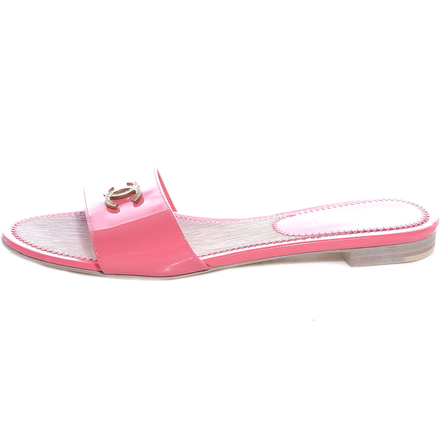 Chanel Patent Leather CC Mules Rose Pink 37.5 1 of 7