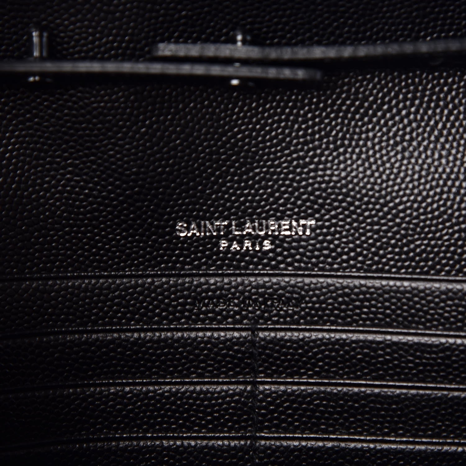 Saint Laurent Grain De Poudre Matelasse Chevron Monogram Chain Wallet Black 6 of 7