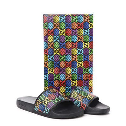 Gucci GG Supreme Monogram Psychedelic Mens Slide Sandals 12 Black Multicolor 9 of 9