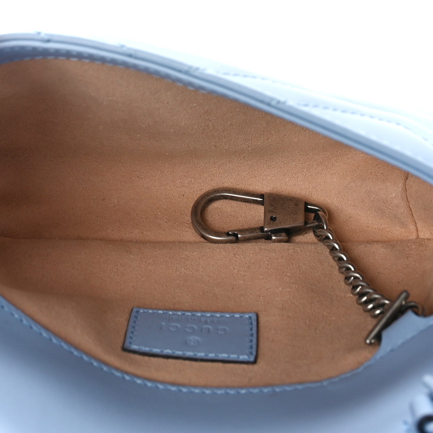 Gucci Calfskin Matelasse Monochrome GG Marmont Chain Belt Bag Porcelain Light Blue 5 of 9