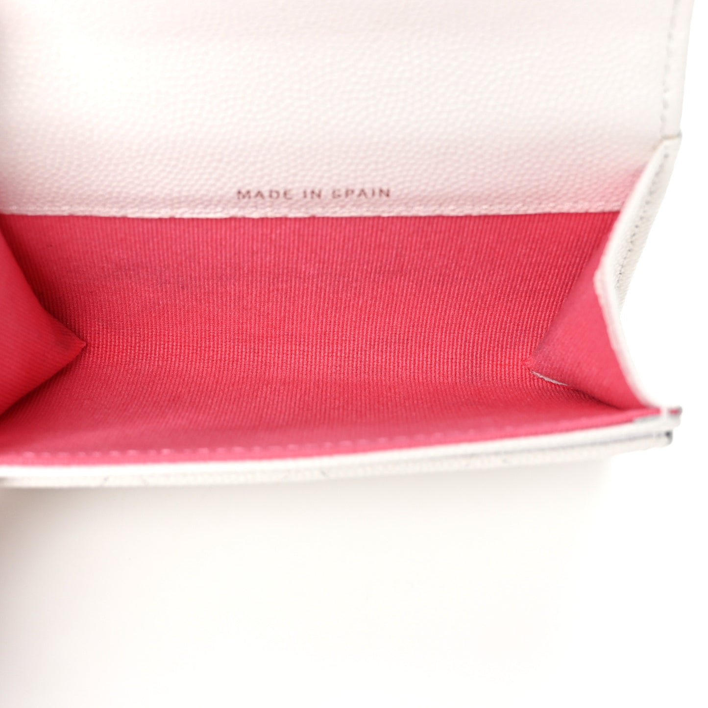 Caviar Metal Perforated Quilted CC Flap Card Holder White