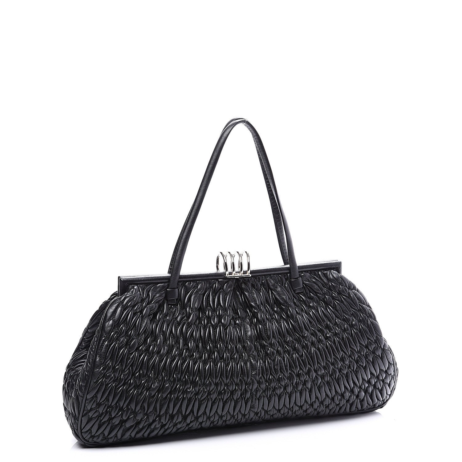 Miu Miu Nappa Matelasse Shoulder Bag Black 2 of 9