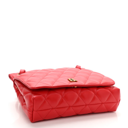 Balenciaga Nappa Calfskin Quilted Medium Touch B Shoulder Bag Bright Red 4 of 8