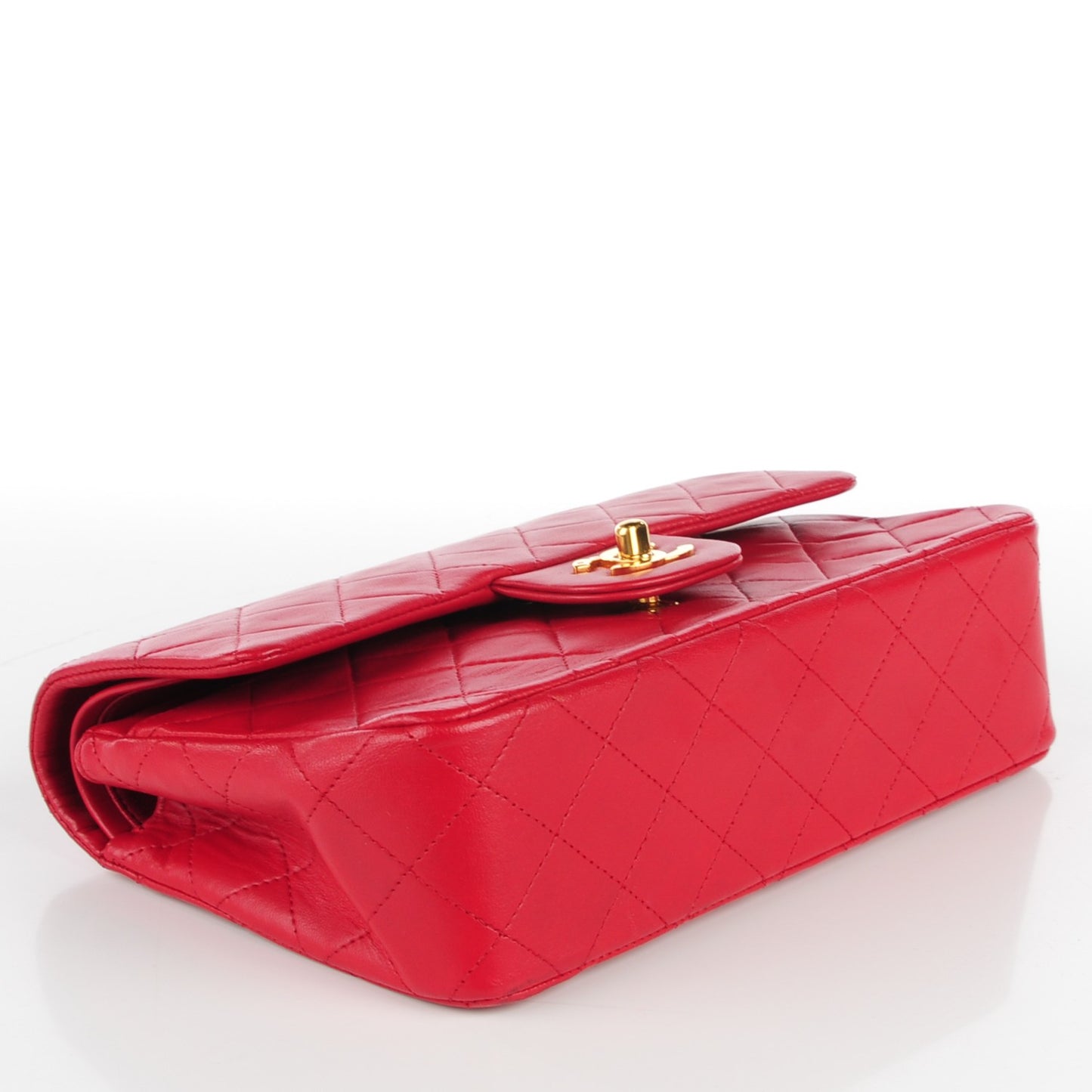 Lambskin Quilted Small Double Flap Red