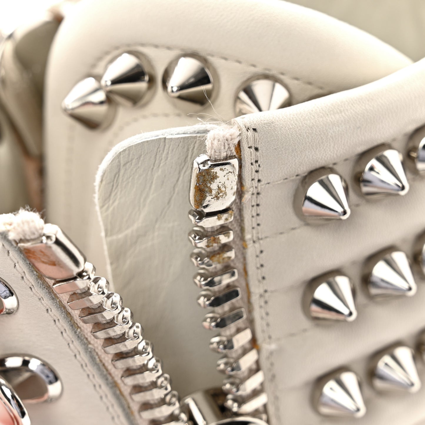 Calfskin Winter Spikes Combat Boots 38.5 White