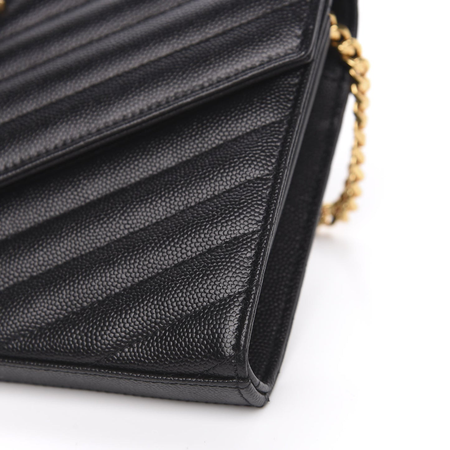 Grain De Poudre Matelasse Chevron Monogram Chain Wallet Black
