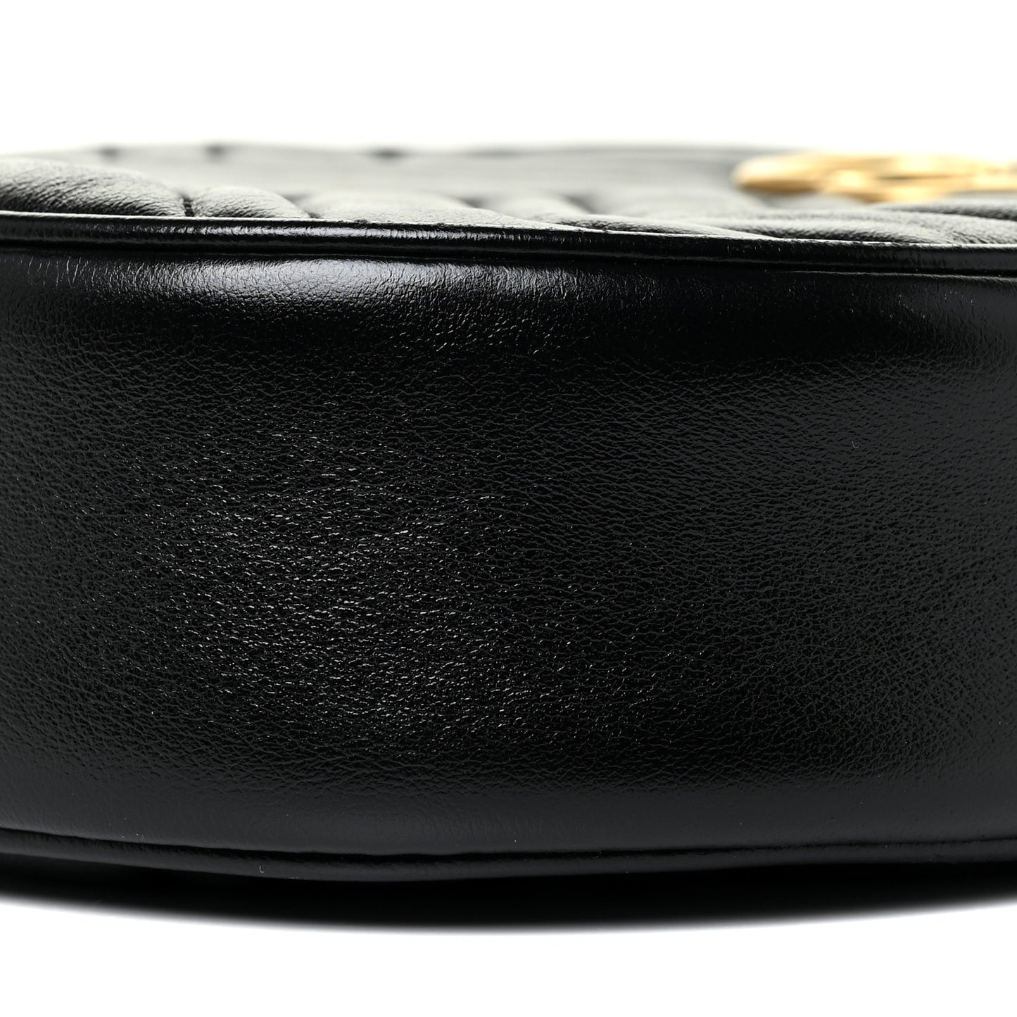 Azalea Calfskin Matelasse Heart Mini GG Marmont Round Shoulder Bag Black