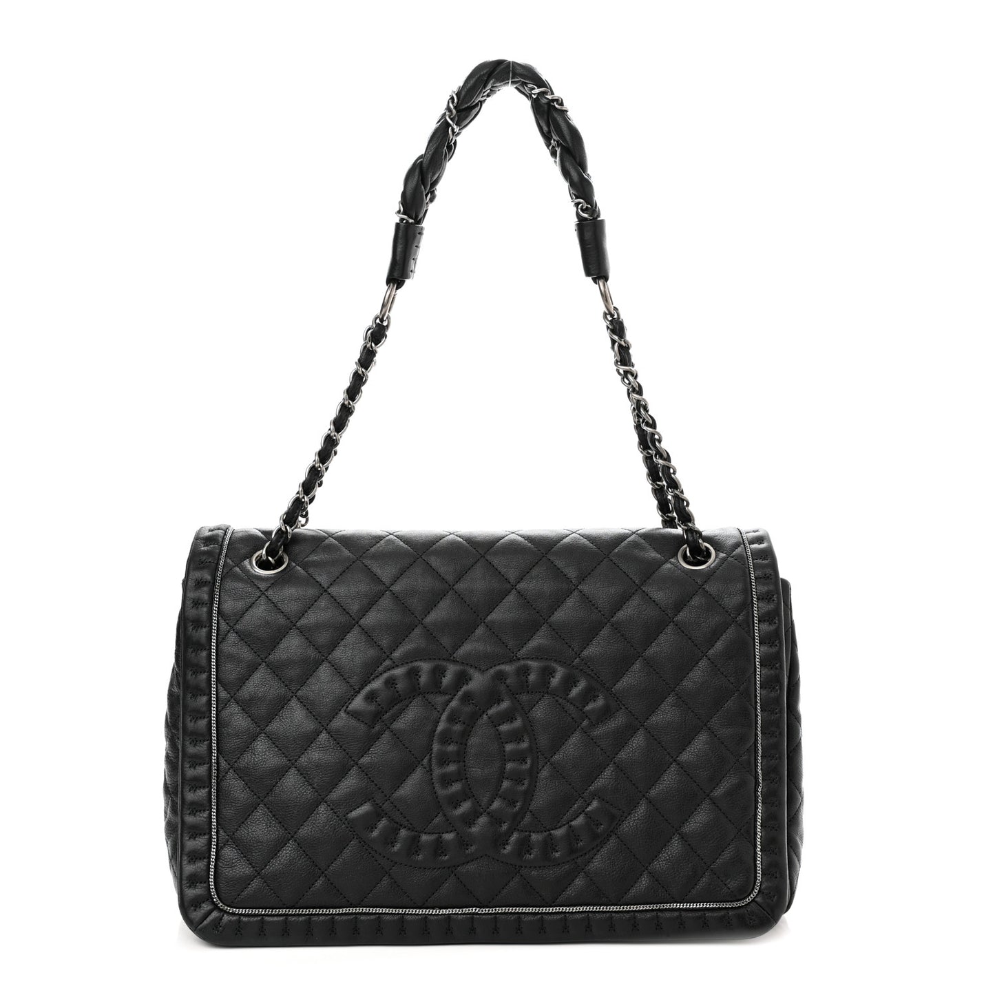 Calfskin Quilted Large Istanbul Flap Black