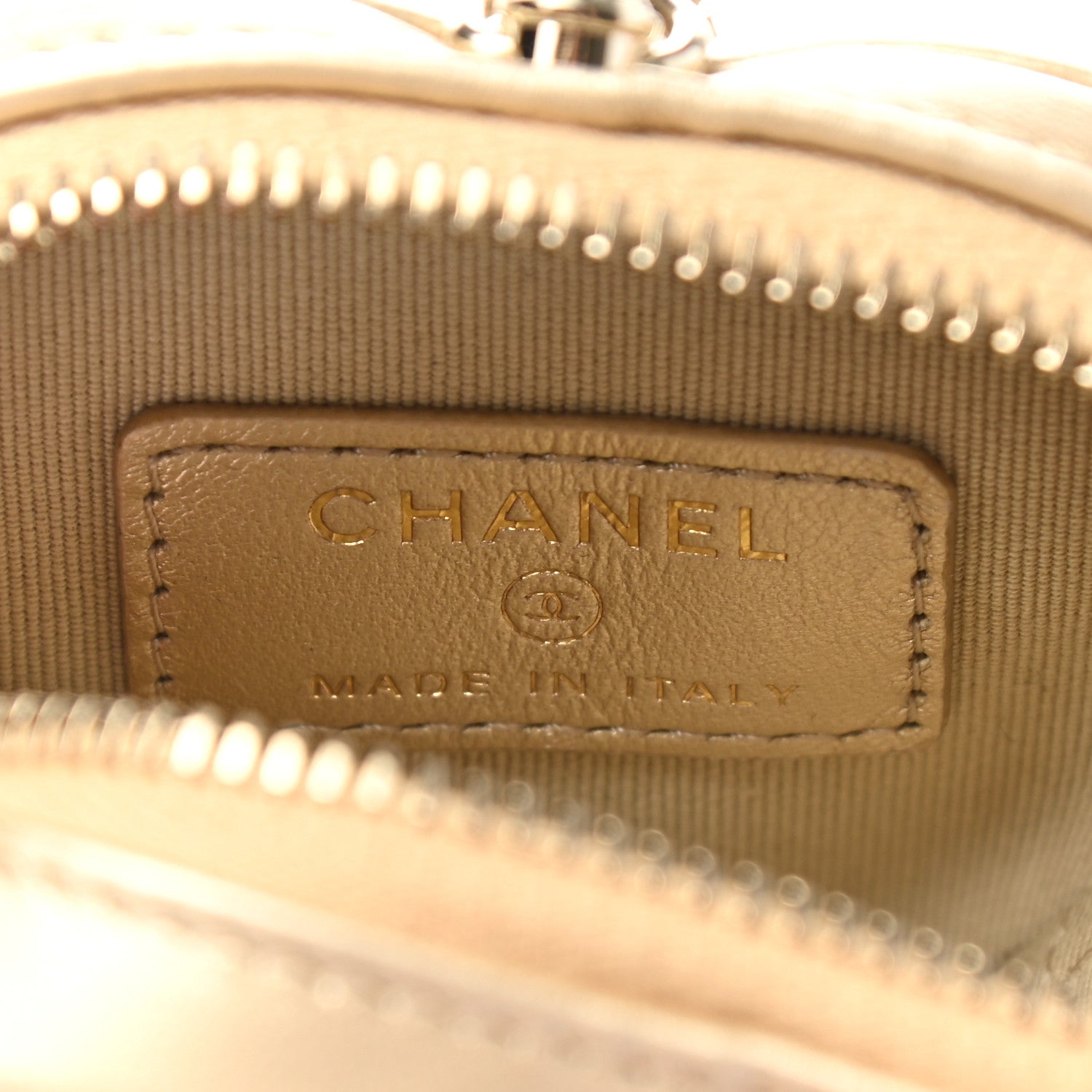 Chanel Metallic Lambskin Quilted CC In Love Heart Coin Purse With Chain Gold 6 of 8