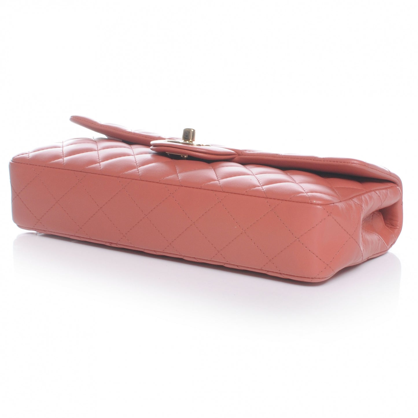 Lambskin Quilted East West Flap Coral