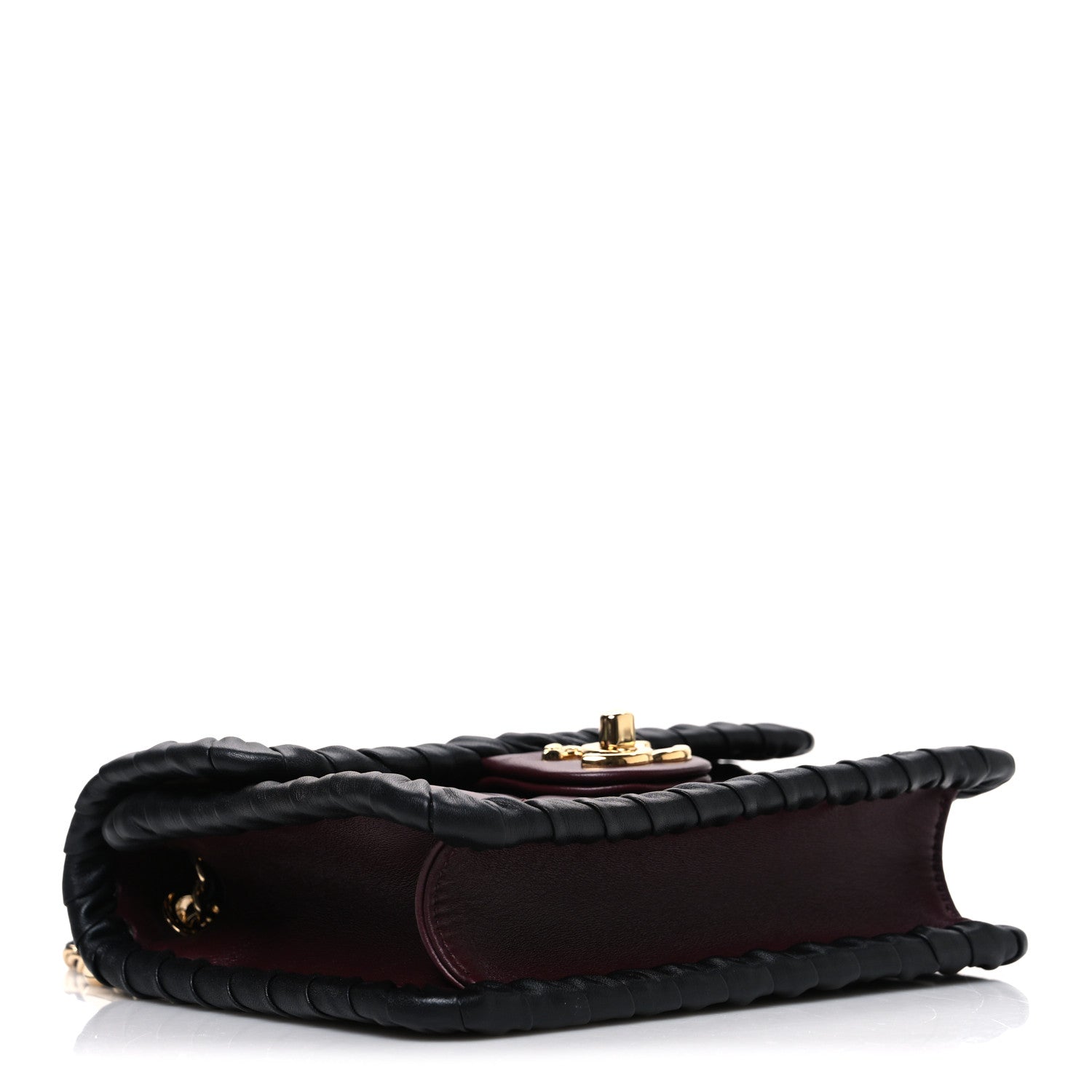 Chanel Lambskin Calfskin Braided Mini My Own Frame Flap Dark Burgundy Black 4 of 10