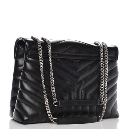 Saint Laurent Calfskin Y Quilted Monogram Medium Loulou Chain Satchel Black 4 of 9