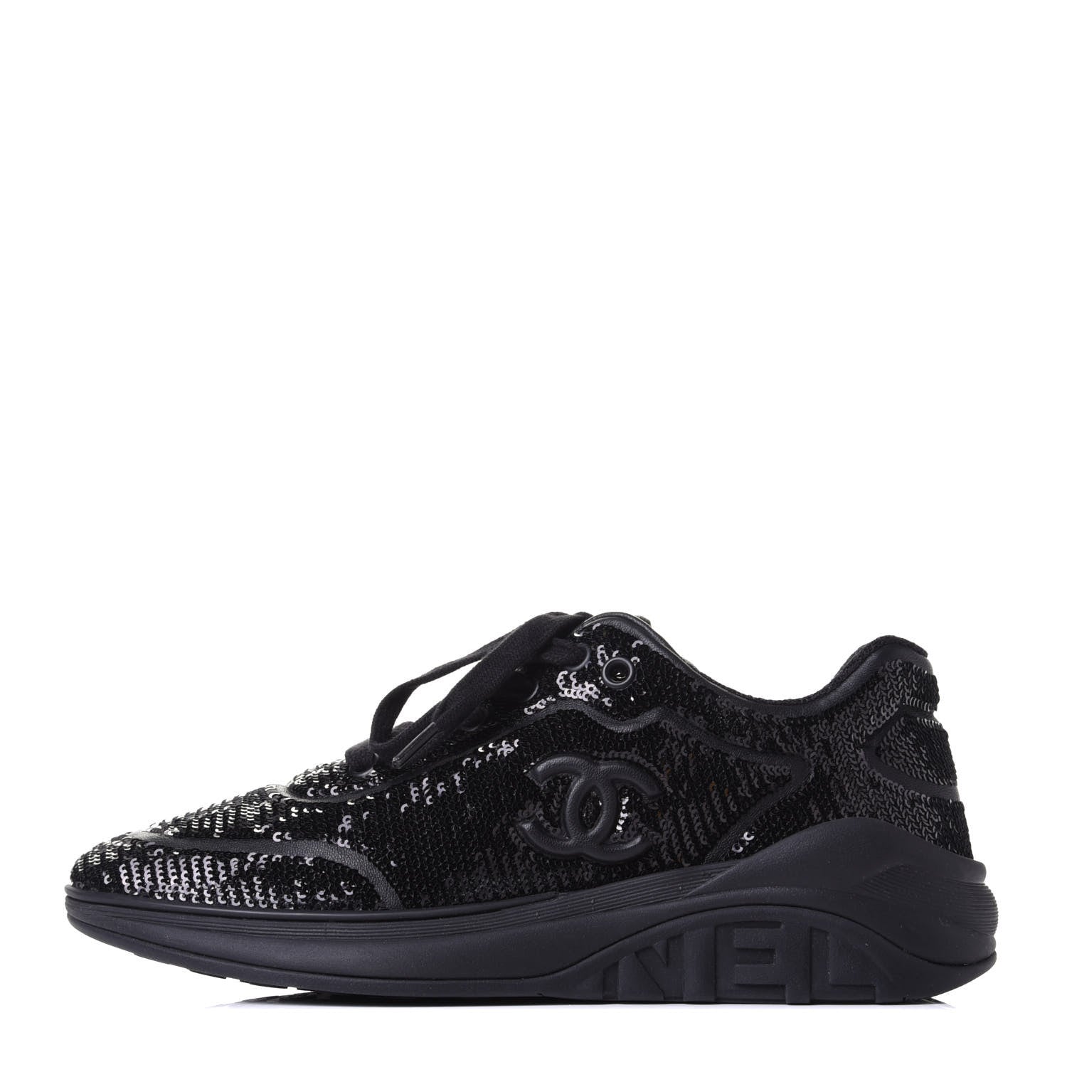 Chanel Sequin CC Sneakers 37 Black 1 of 4