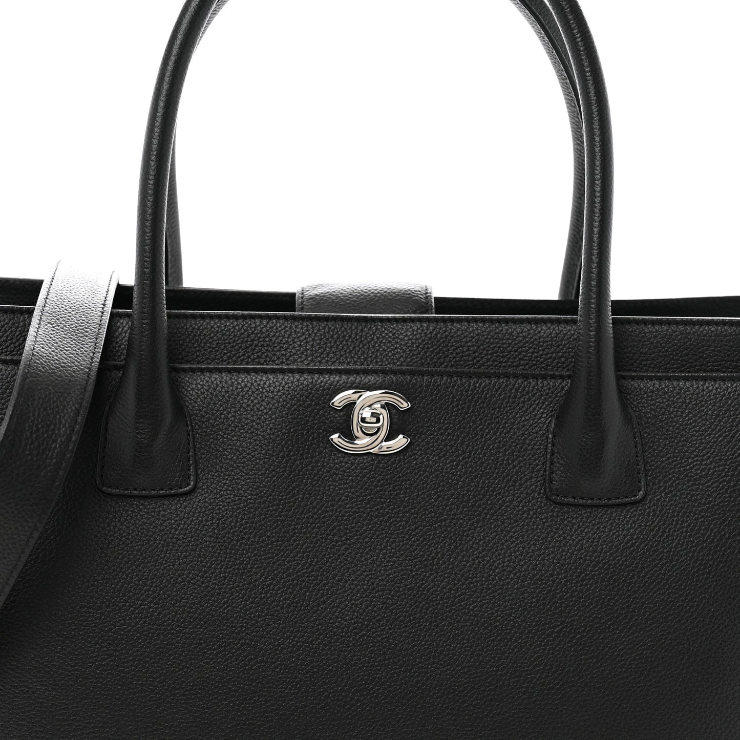 Calfskin Cerf Executive Shopper Tote Black