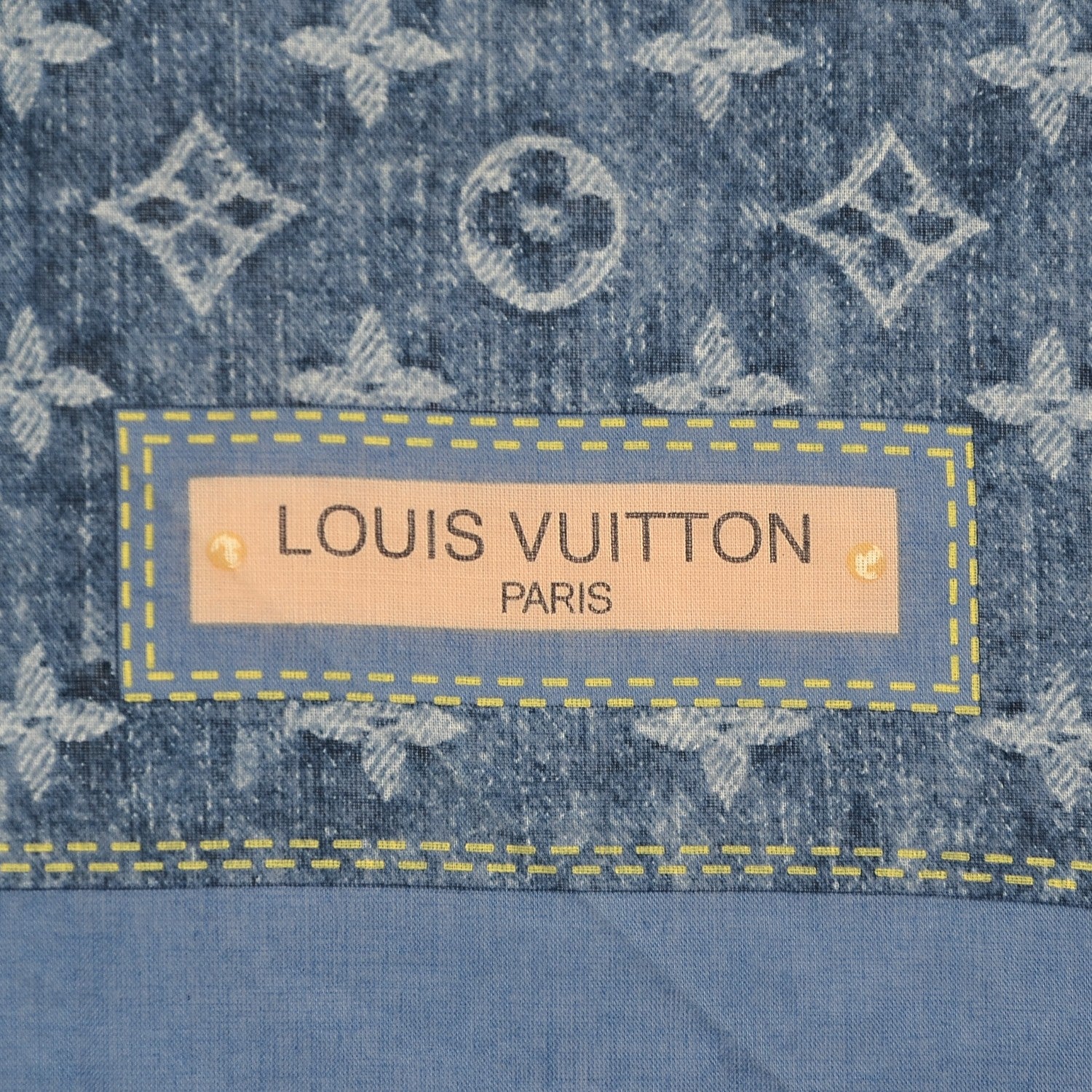 Louis Vuitton Silk Monogram Denim Bandana Scarf Blue 2 of 5