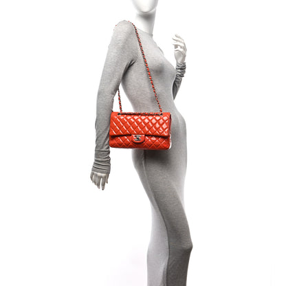 Chanel Patent Quilted Medium Double Flap Coral 2 of 14