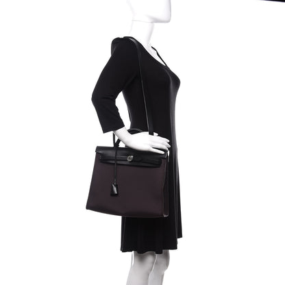 Hermes Military Toile Vache Hunter Herbag Zip PM 31 Prune Black 2 of 13
