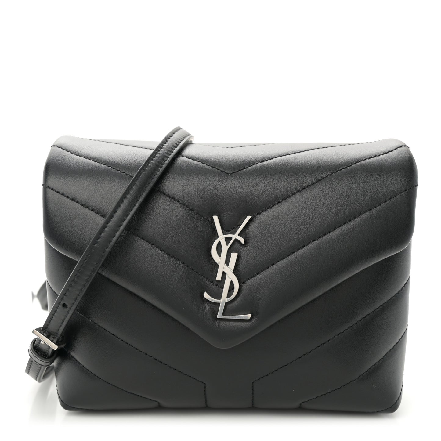 Calfskin Y Quilted Monogram Toy Loulou Crossbody Bag Black