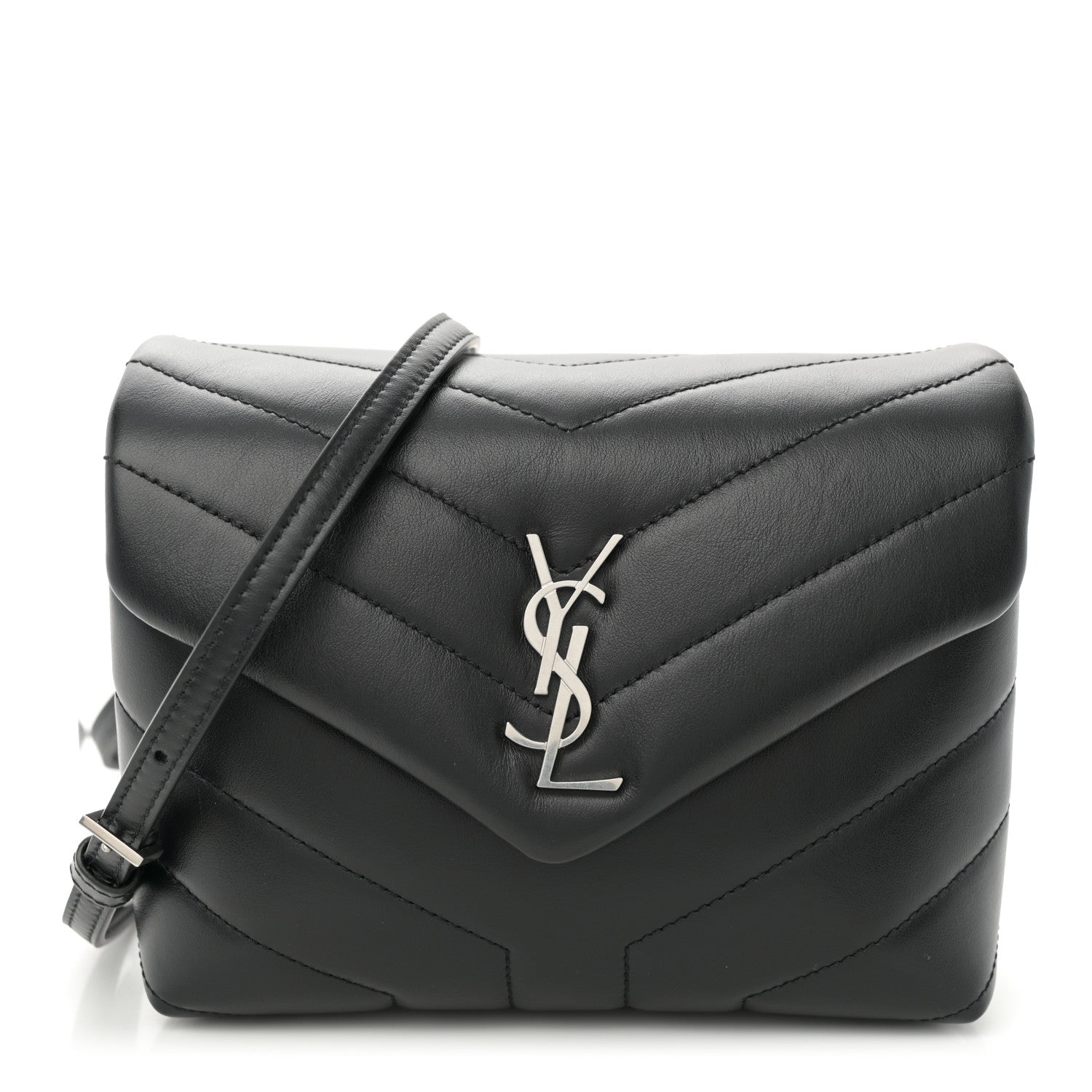 Saint Laurent Calfskin Y Quilted Monogram Toy Loulou Crossbody Bag Black 1 of 10