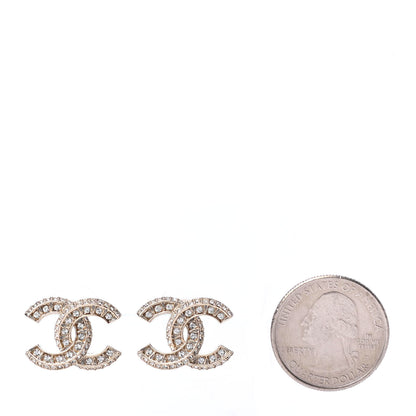 Chanel Crystal Timeless CC Earrings Light Gold 2 of 4