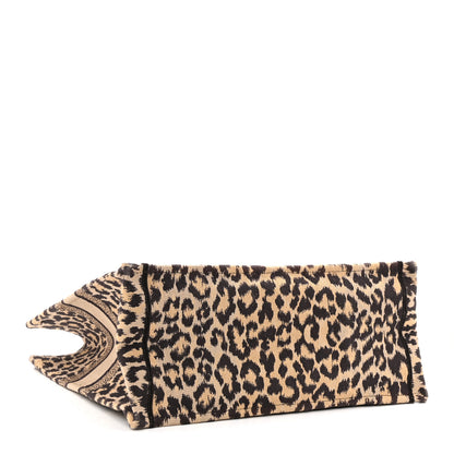 Christian Dior Canvas Mizza Embroidered Large Leopard Book Tote Beige 4 of 10