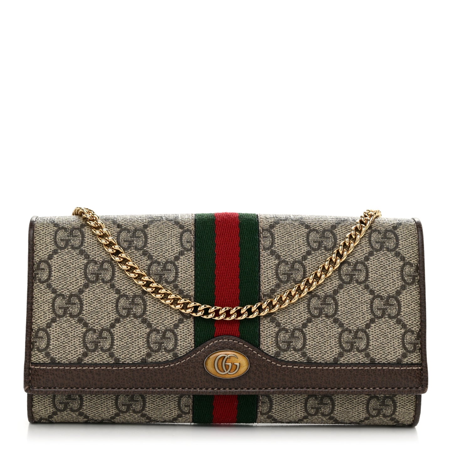 GG Supreme Monogram Web Ophidia Wallet On Chain Brown