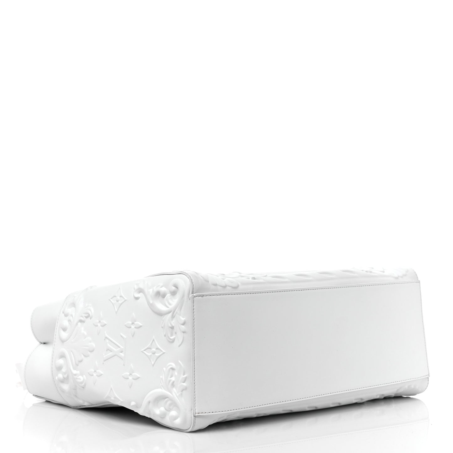 Calfskin LV Ornament Sac Plat 24H Optic White